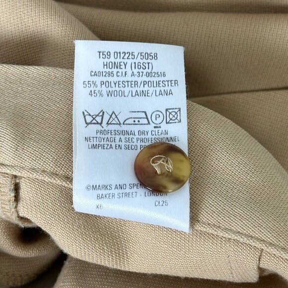 Vintage Marks & Spencer High Rise Pleated Wool Blend Pants Camel - Picture 9 of 10